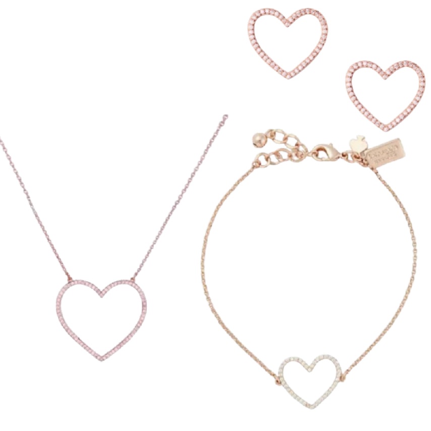 $174 Kate Spade Scrunched Scallops Heart Necklace, Bracelet, And Earrings Set